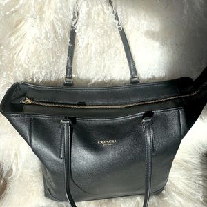 Coach Saffiano Black Leather Tote